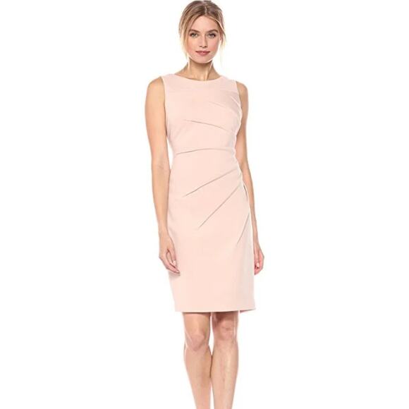 Calvin Klein Pink Starburst Sheath Sleeveless Dress Rear Zip Size 6 - Picture 2 of 9